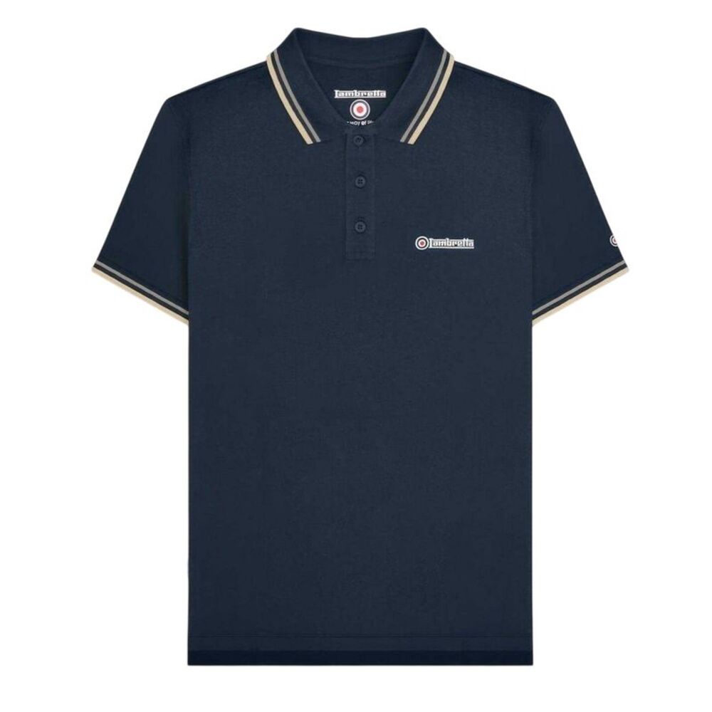 Lambretta Mens Tipped Polo Shirt / Navy/Cinder